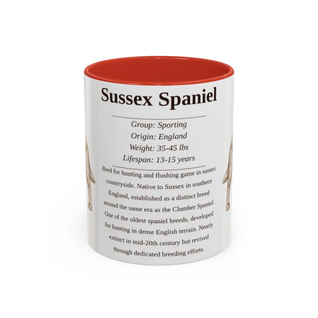 11oz Sussex Spaniel Mug, Red, front view