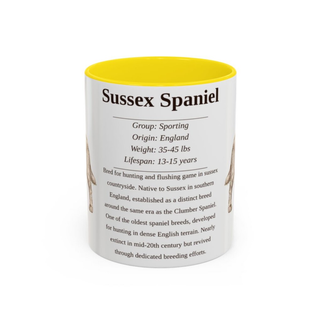 11oz Sussex Spaniel Mug, Yellow, front view