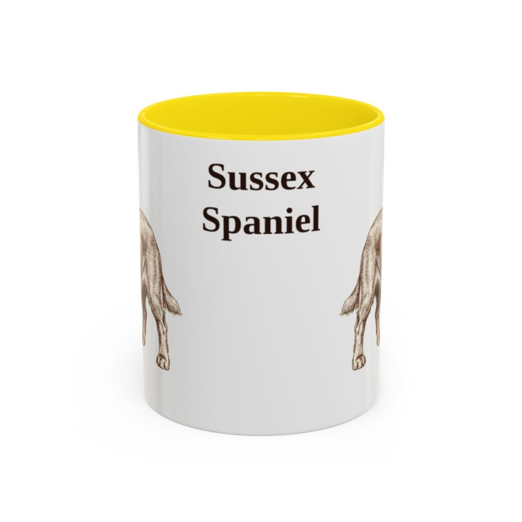 11oz Sussex Spaniel Mug, Yellow, front view