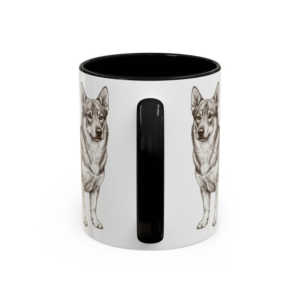 11oz Swedish Vallhund Mug, Black, back view