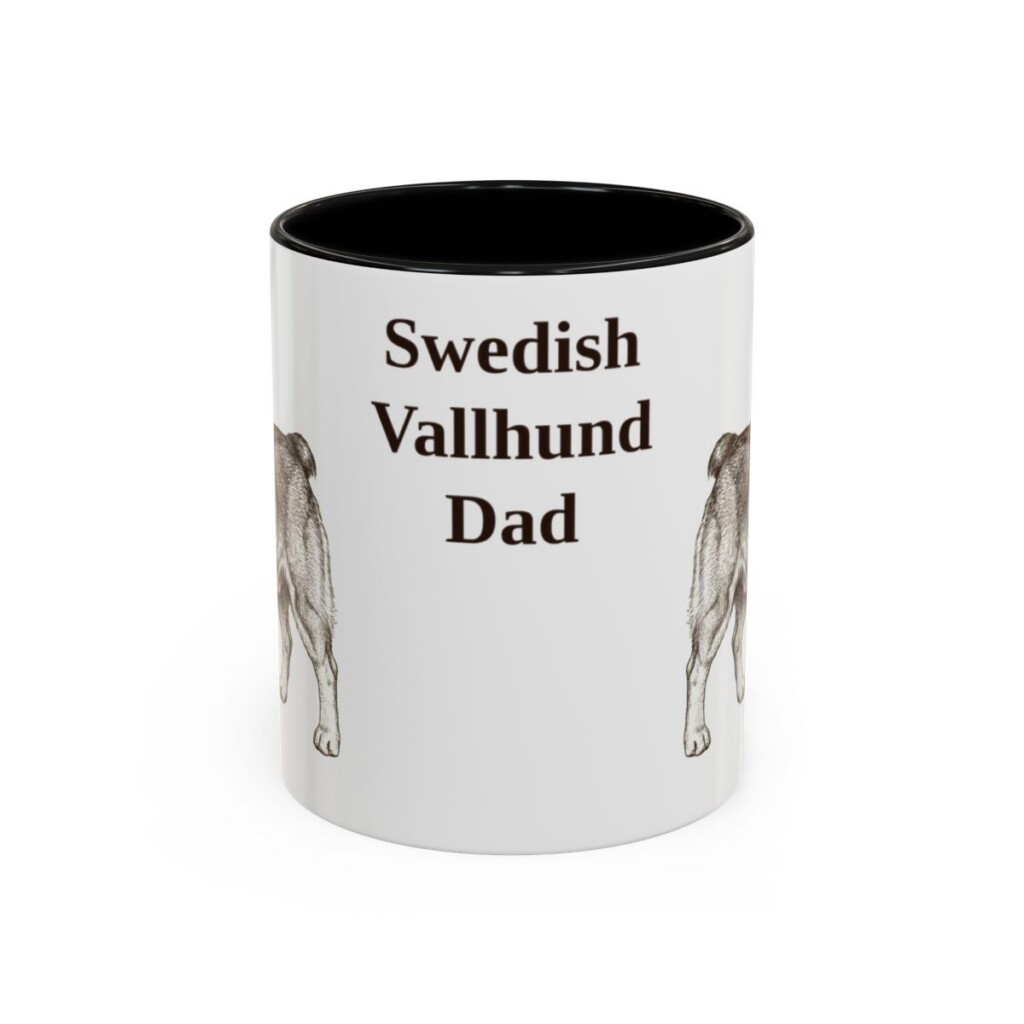 11oz Swedish Vallhund Dog Dad Mug, Black, front view
