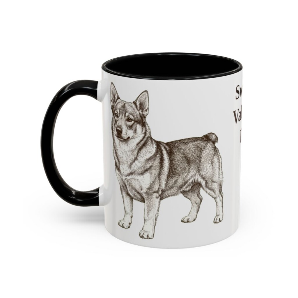 11oz Swedish Vallhund Dog Dad Mug, Black, left side view