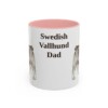 11oz Swedish Vallhund Dog Dad Mug, Pink, front view