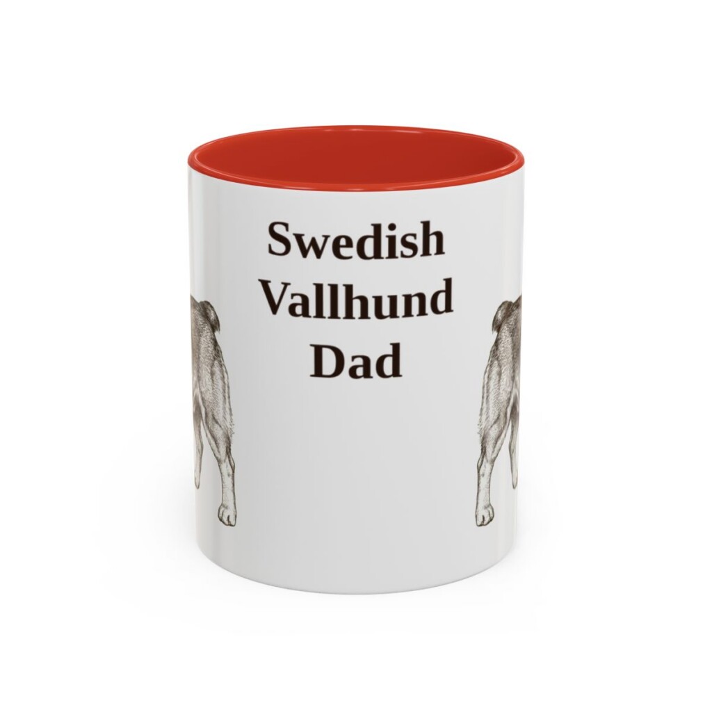 11oz Swedish Vallhund Dog Dad Mug, Red, front view