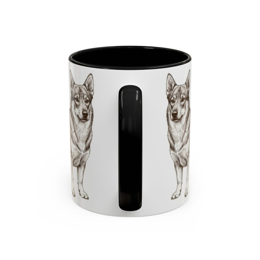 11oz-swedish-vallhund-mug-humor-black-back 11oz Funny Swedish Vallhund Mug, Black, back view