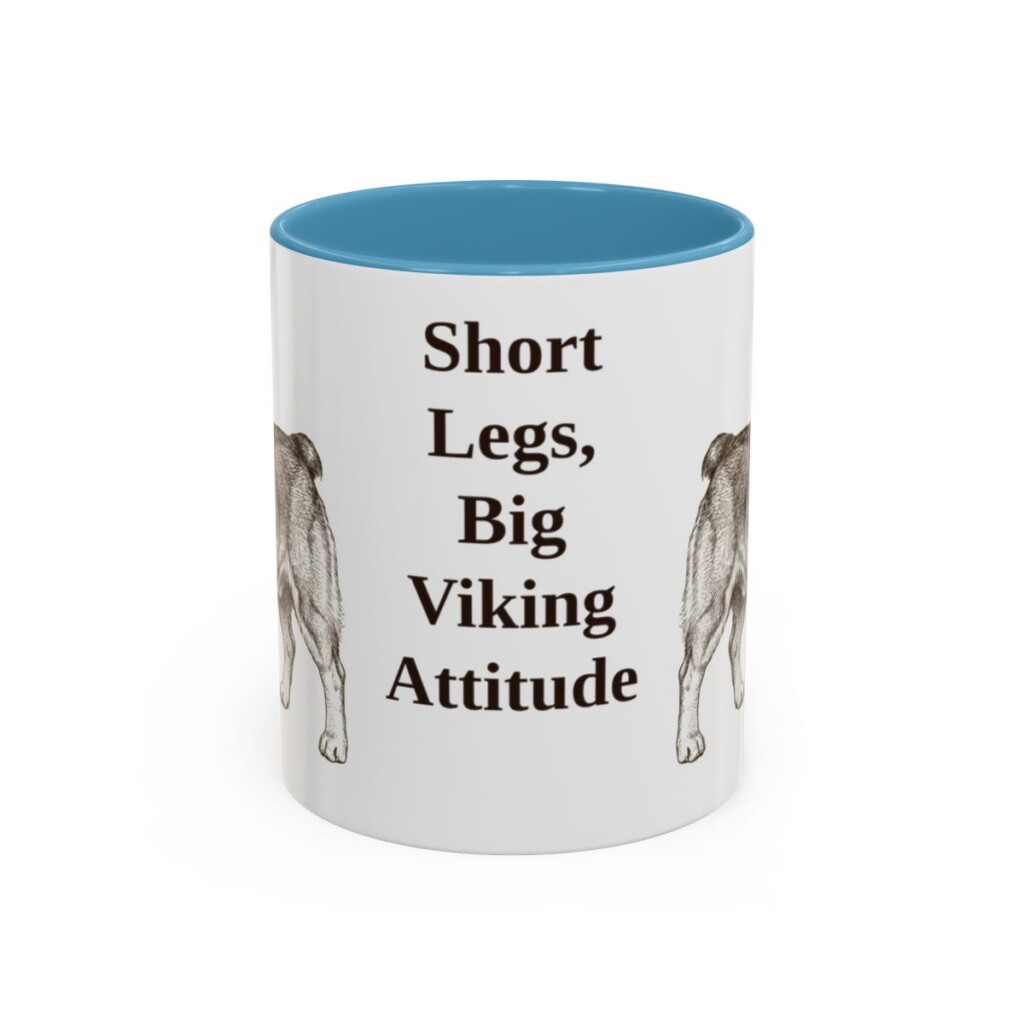 11oz-swedish-vallhund-mug-humor-light-blue 11oz Funny Swedish Vallhund Mug, Light Blue, front view