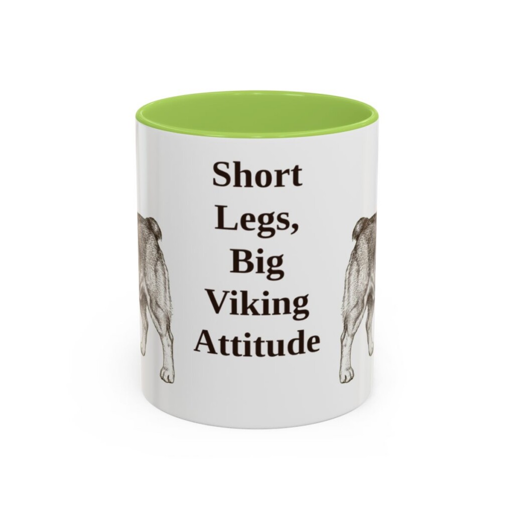 11oz-swedish-vallhund-mug-humor-light-green 11oz Funny Swedish Vallhund Mug, Light Green, front view