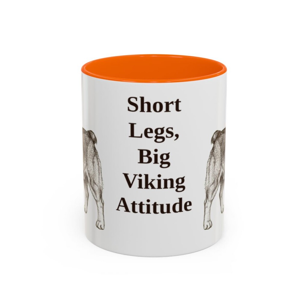 11oz-swedish-vallhund-mug-humor-orange 11oz Funny Swedish Vallhund Mug, Orange, front view