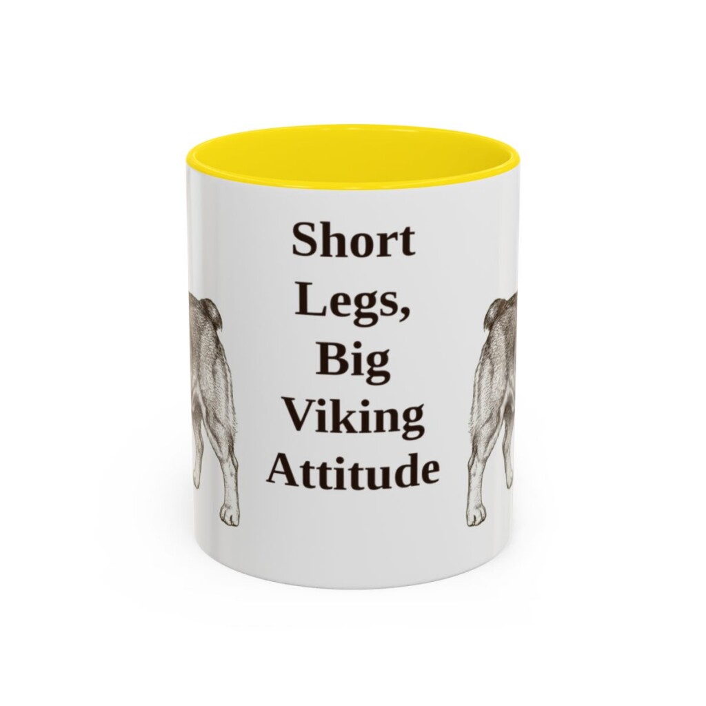 11oz-swedish-vallhund-mug-humor-yellow 11oz Funny Swedish Vallhund Mug, Yellow, front view