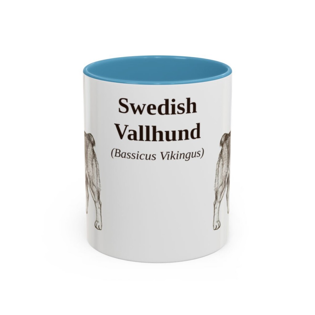11oz-swedish-vallhund-mug-latin-light-blue 11oz Swedish Vallhund Latin Mug, Light Blue, front view