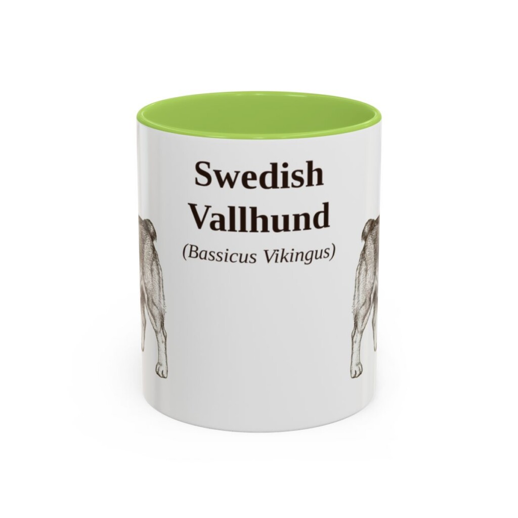 11oz-swedish-vallhund-mug-latin-light-green 11oz Swedish Vallhund Latin Mug, Light Green, front view