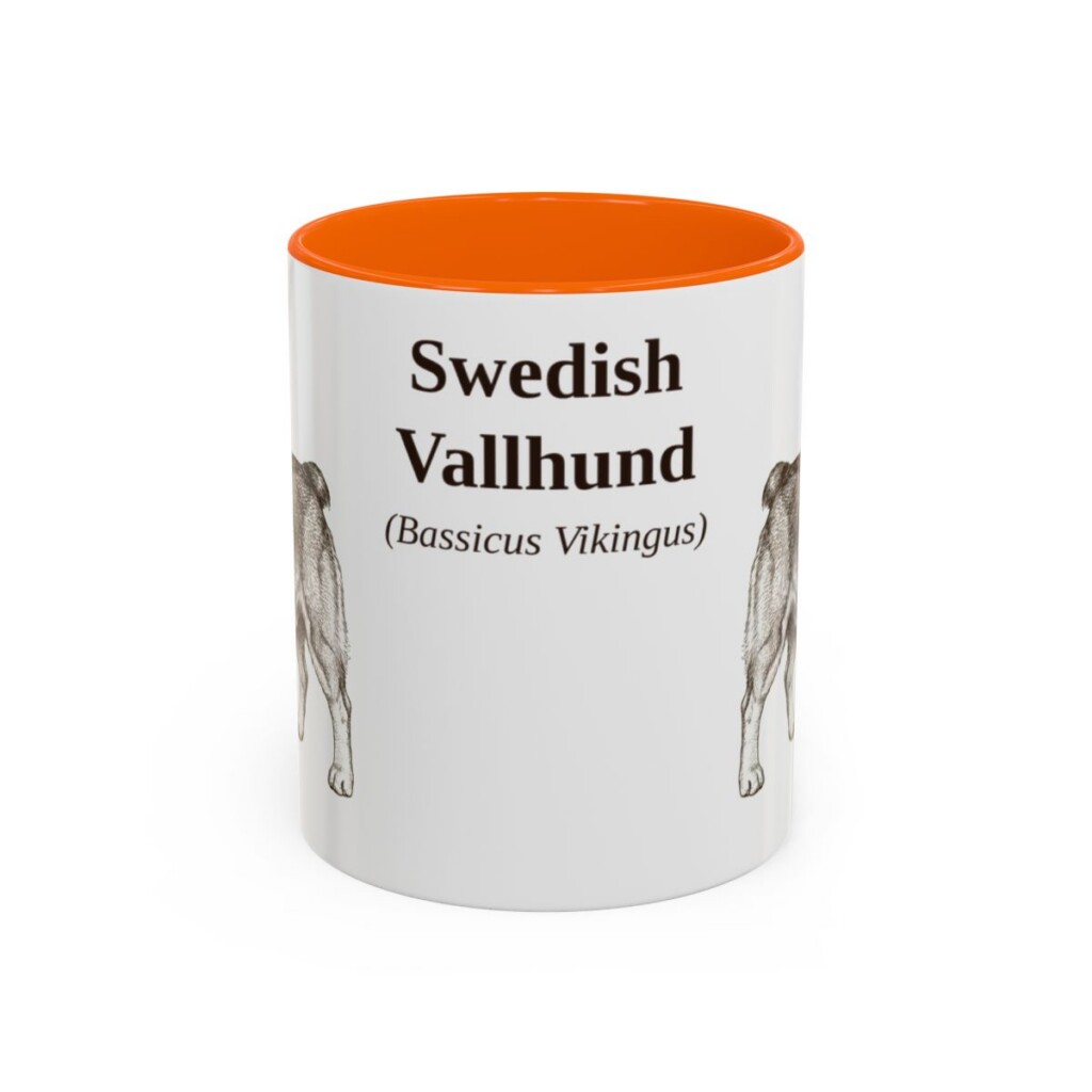 11oz-swedish-vallhund-mug-latin-orange 11oz Swedish Vallhund Latin Mug, Orange, front view