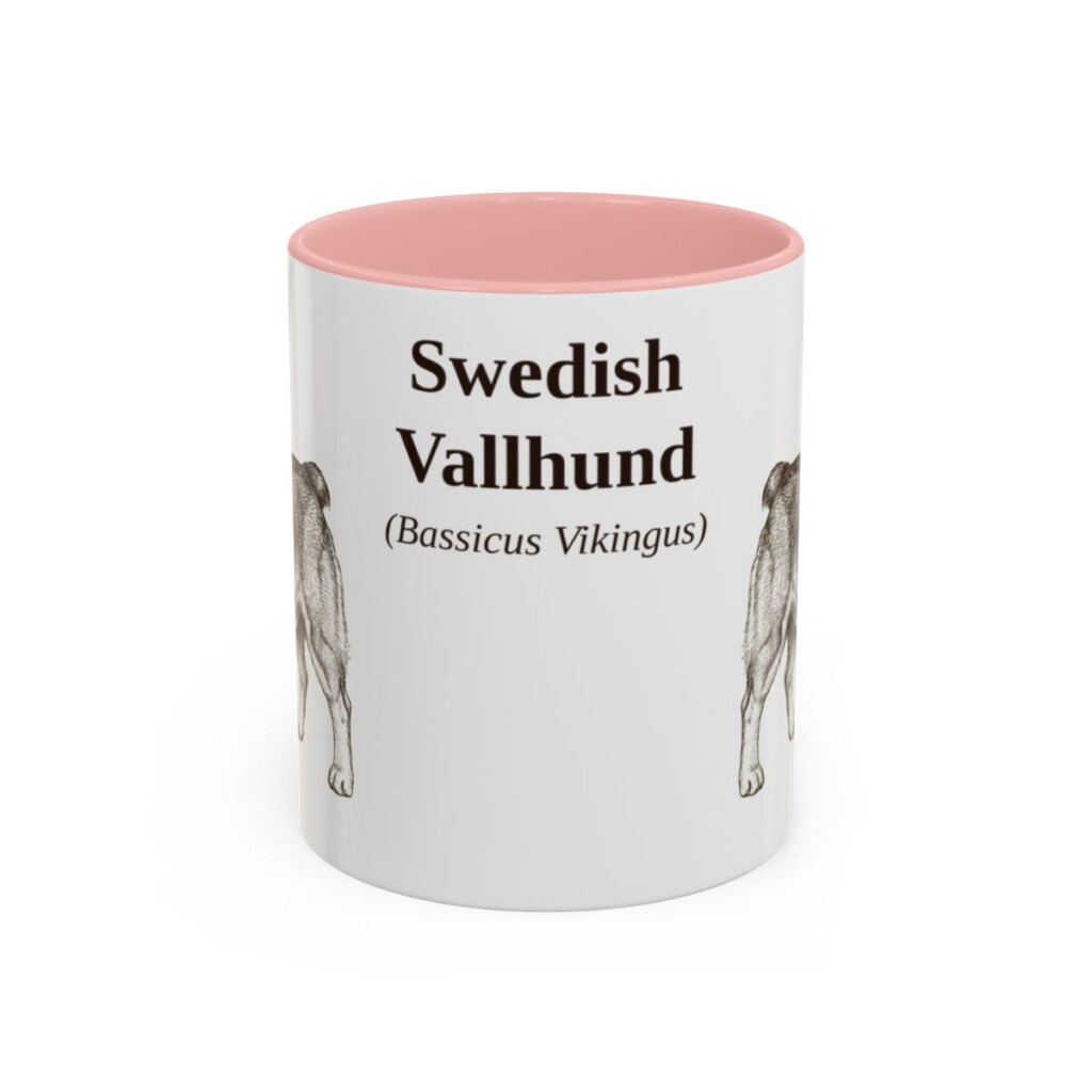 11oz-swedish-vallhund-mug-latin-pink 11oz Swedish Vallhund Latin Mug, Pink, front view