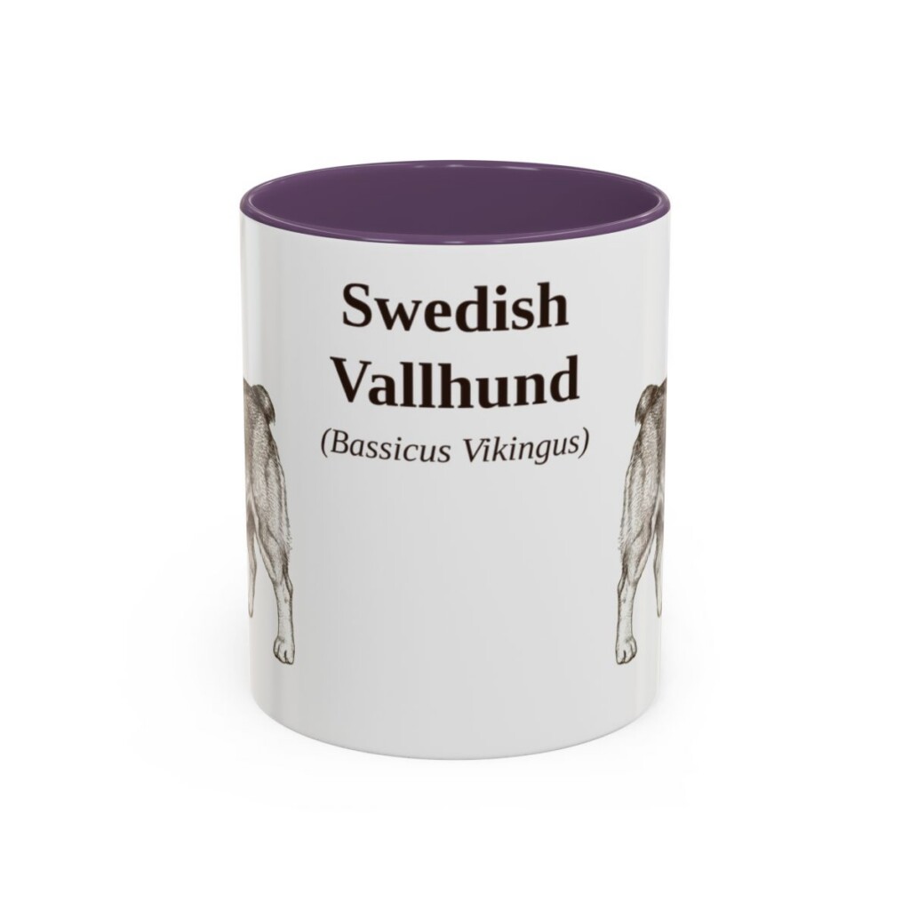 11oz-swedish-vallhund-mug-latin-purple 11oz Swedish Vallhund Latin Mug, Purple, front view