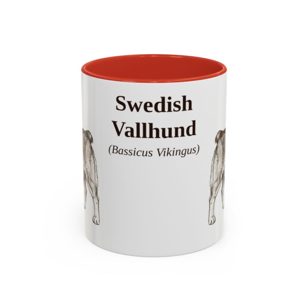 11oz-swedish-vallhund-mug-latin-red 11oz Swedish Vallhund Latin Mug, Red, front view