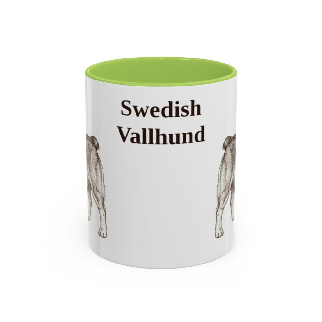 11oz Swedish Vallhund Mug, Light Green, front view