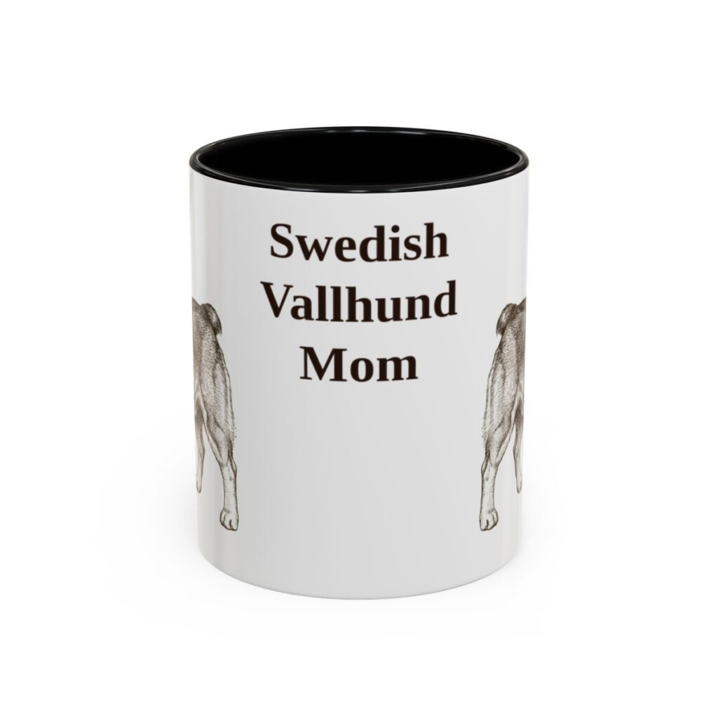 11oz Swedish Vallhund Dog Mom Mug, Black, front view