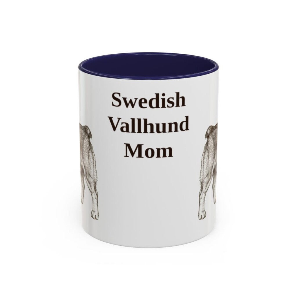 11oz Swedish Vallhund Dog Mom Mug, Navy, front view
