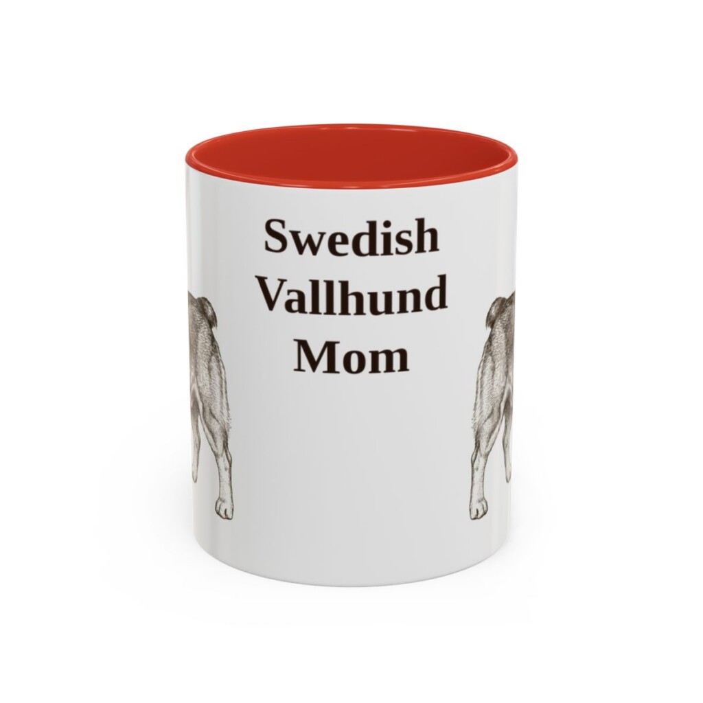 11oz Swedish Vallhund Dog Mom Mug, Red, front view
