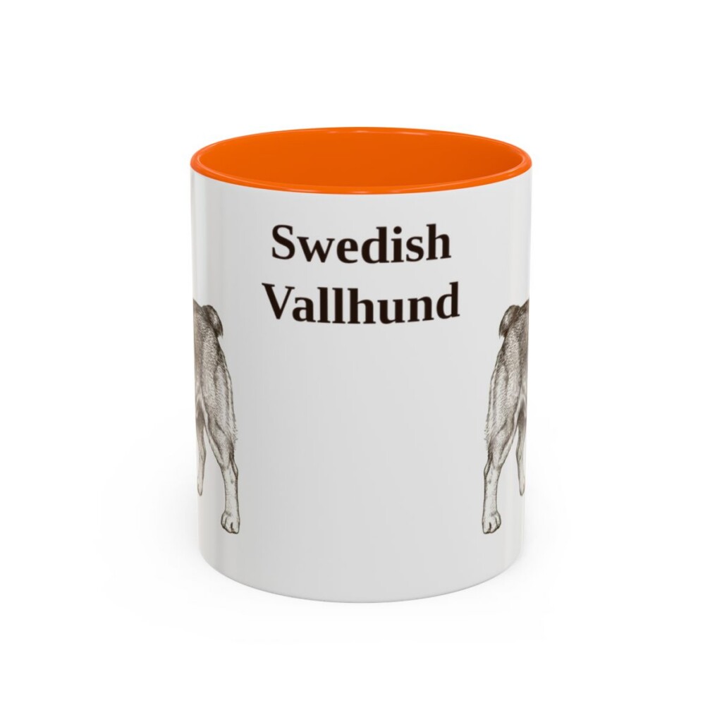 11oz Swedish Vallhund Mug, Orange, front view