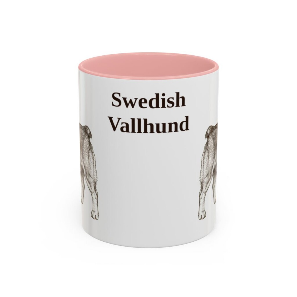 11oz Swedish Vallhund Mug, Pink, front view