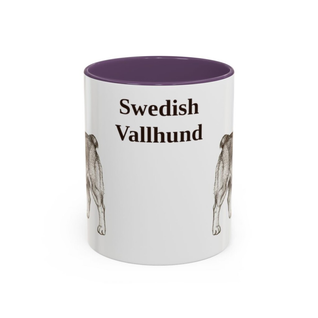 11oz Swedish Vallhund Mug, Purple, front view