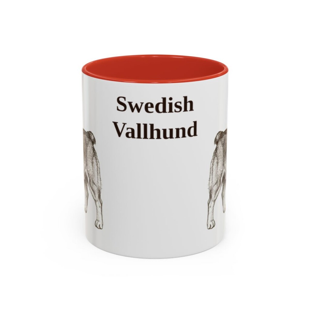 11oz Swedish Vallhund Mug, Red, front view