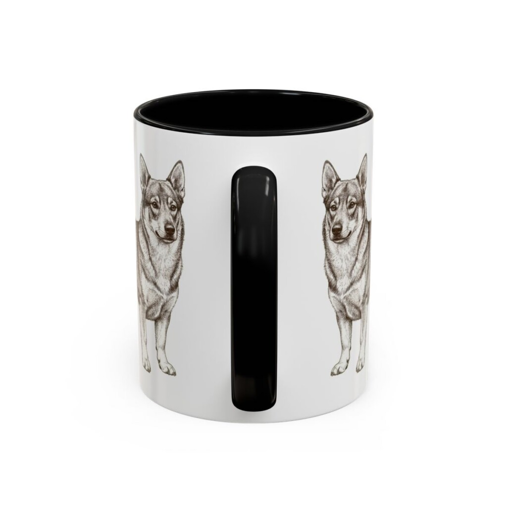 11oz Swedish Vallhund Mug, Black, back view