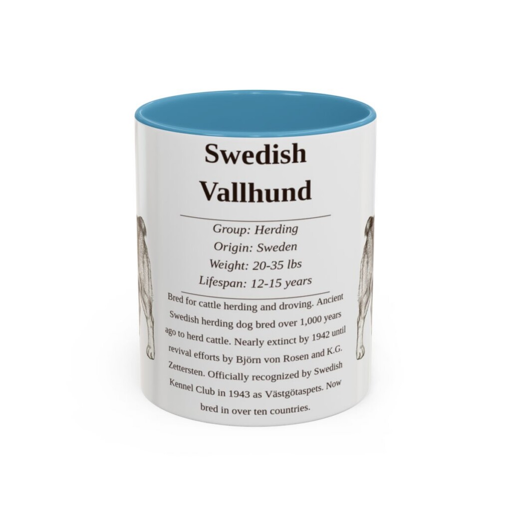 11oz Swedish Vallhund Mug, Light Blue, front view