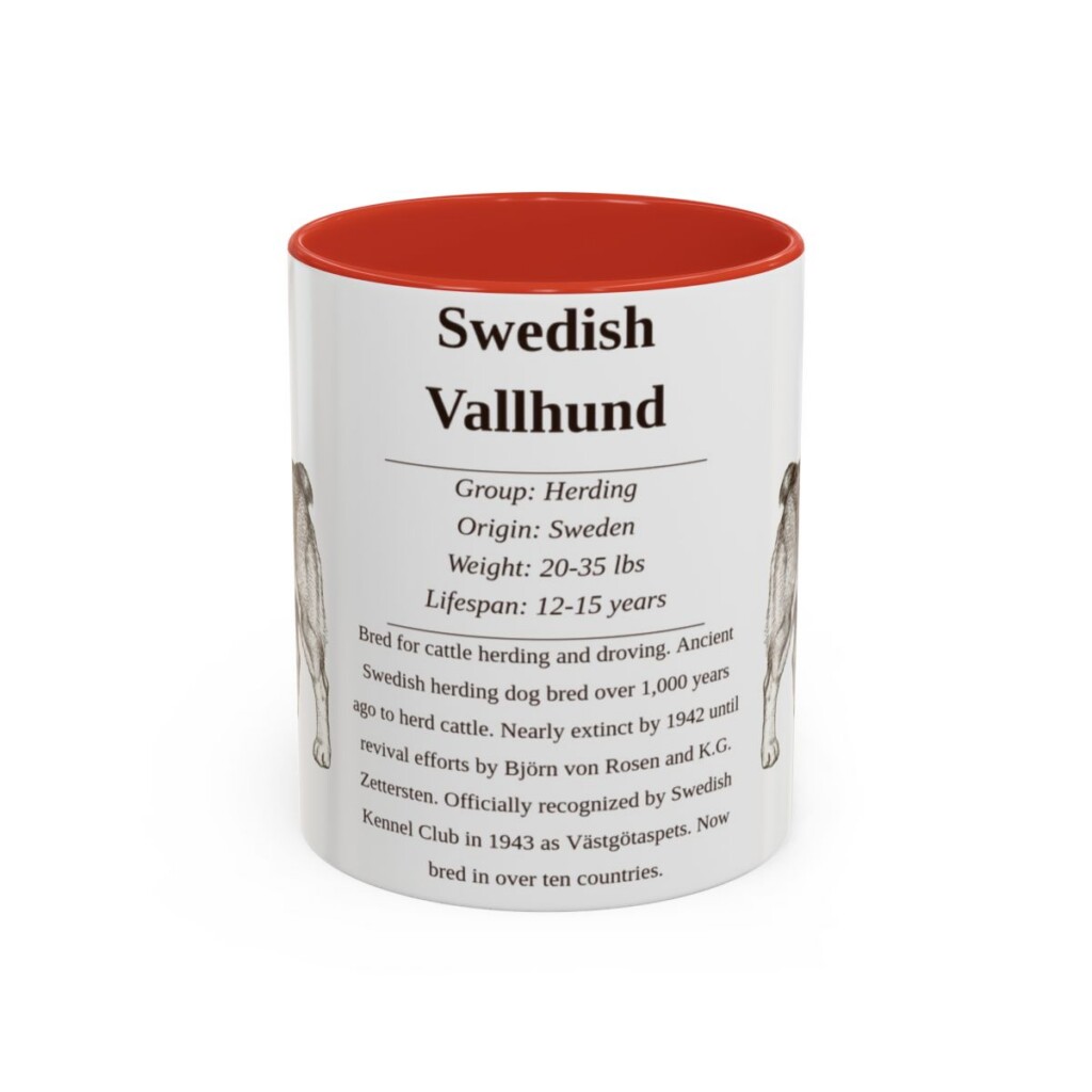 11oz Swedish Vallhund Mug, Red, front view