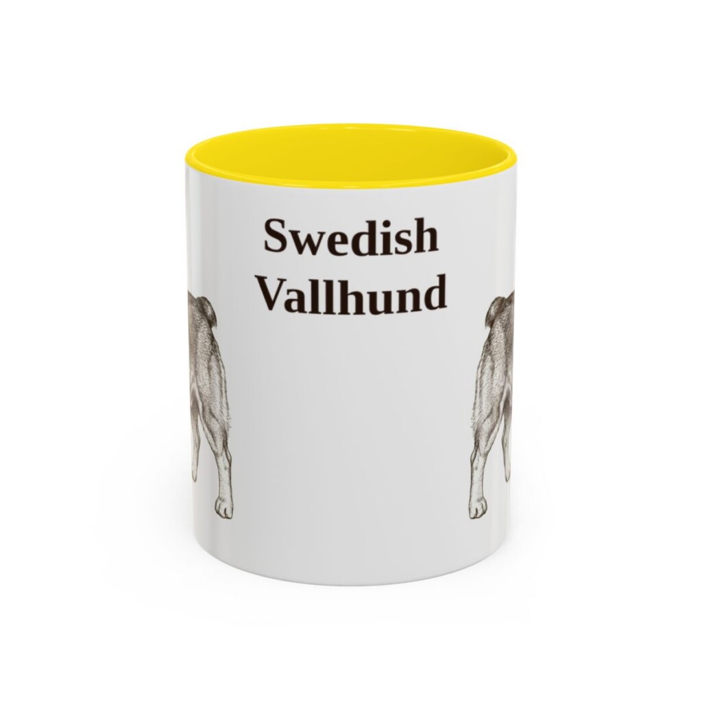 11oz Swedish Vallhund Mug, Yellow, front view