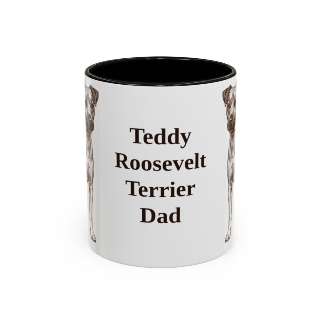 11oz Teddy Roosevelt Terrier Dog Dad Mug, Black, front view