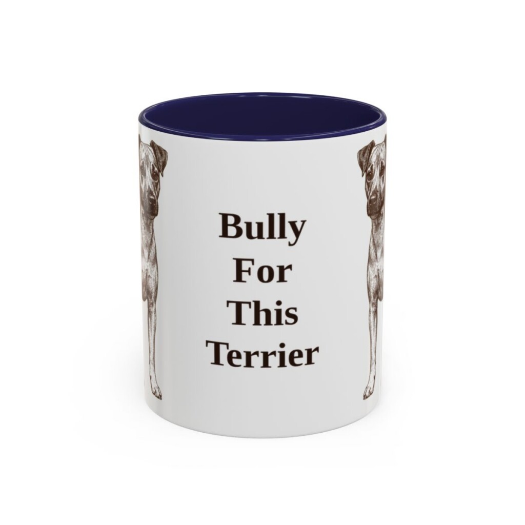 11oz Funny Teddy Roosevelt Terrier Mug, Navy, front view
