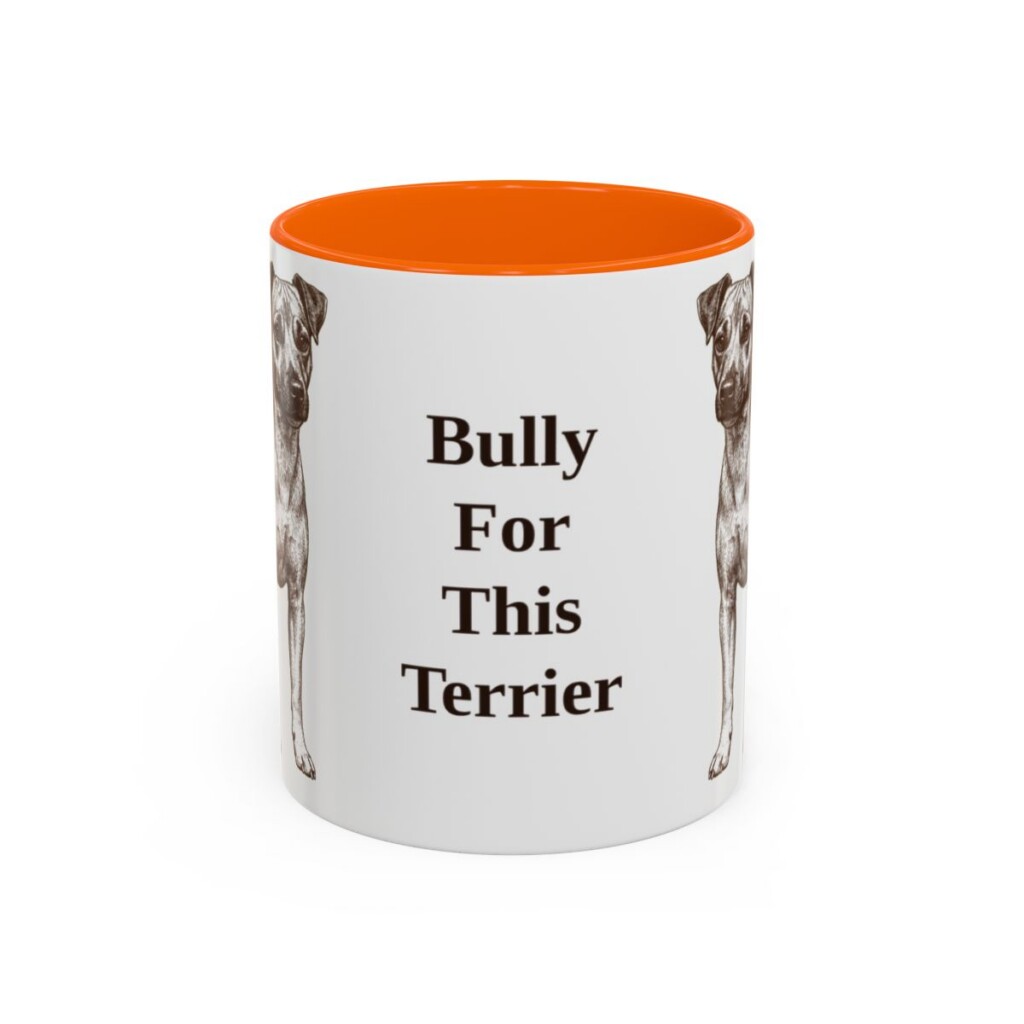11oz Funny Teddy Roosevelt Terrier Mug, Orange, front view