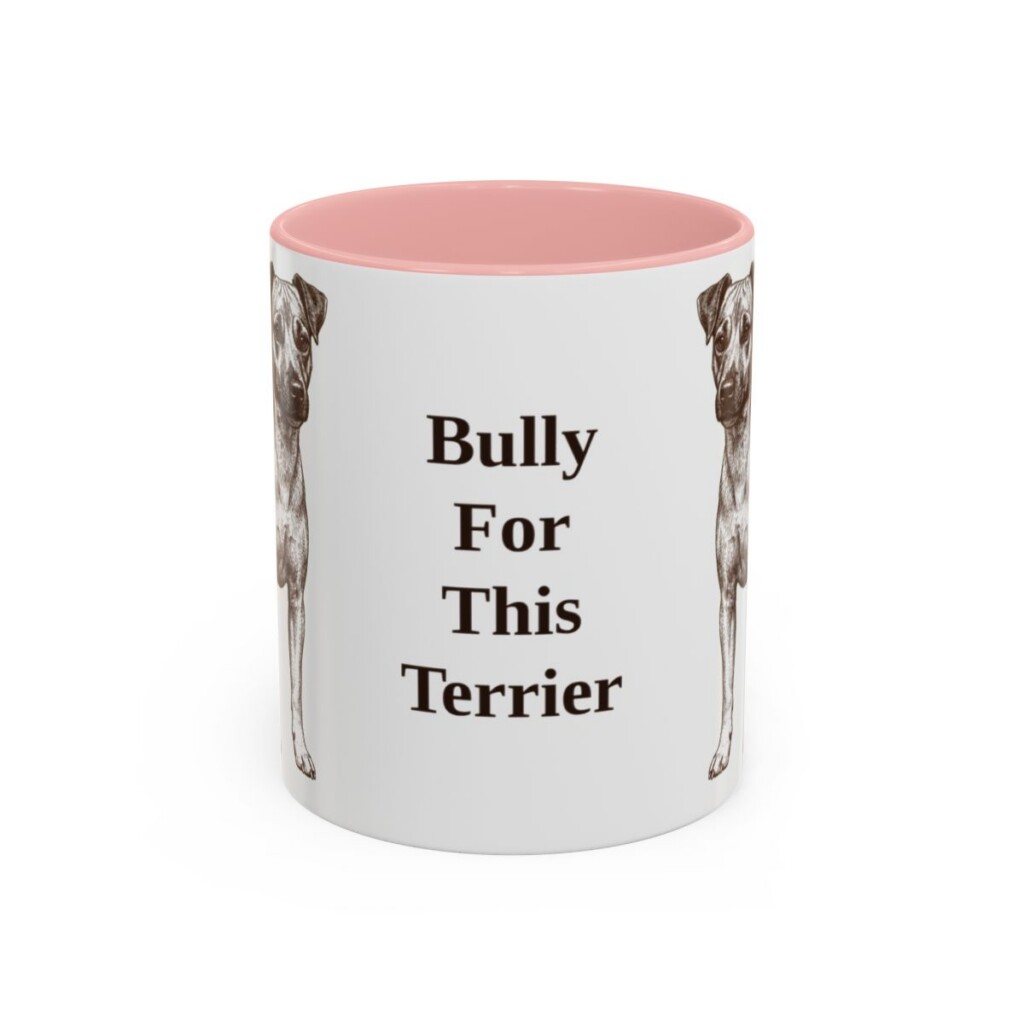 11oz Funny Teddy Roosevelt Terrier Mug, Pink, front view