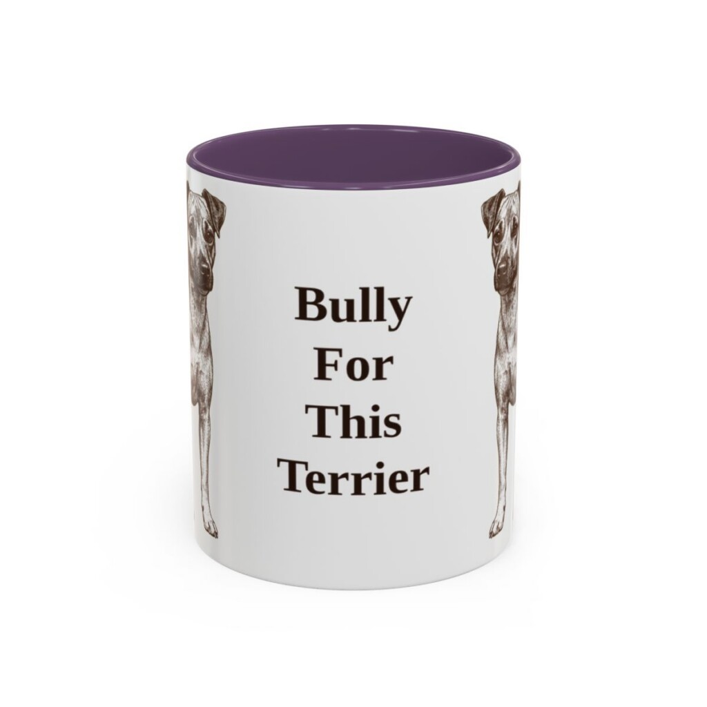 11oz Funny Teddy Roosevelt Terrier Mug, Purple, front view