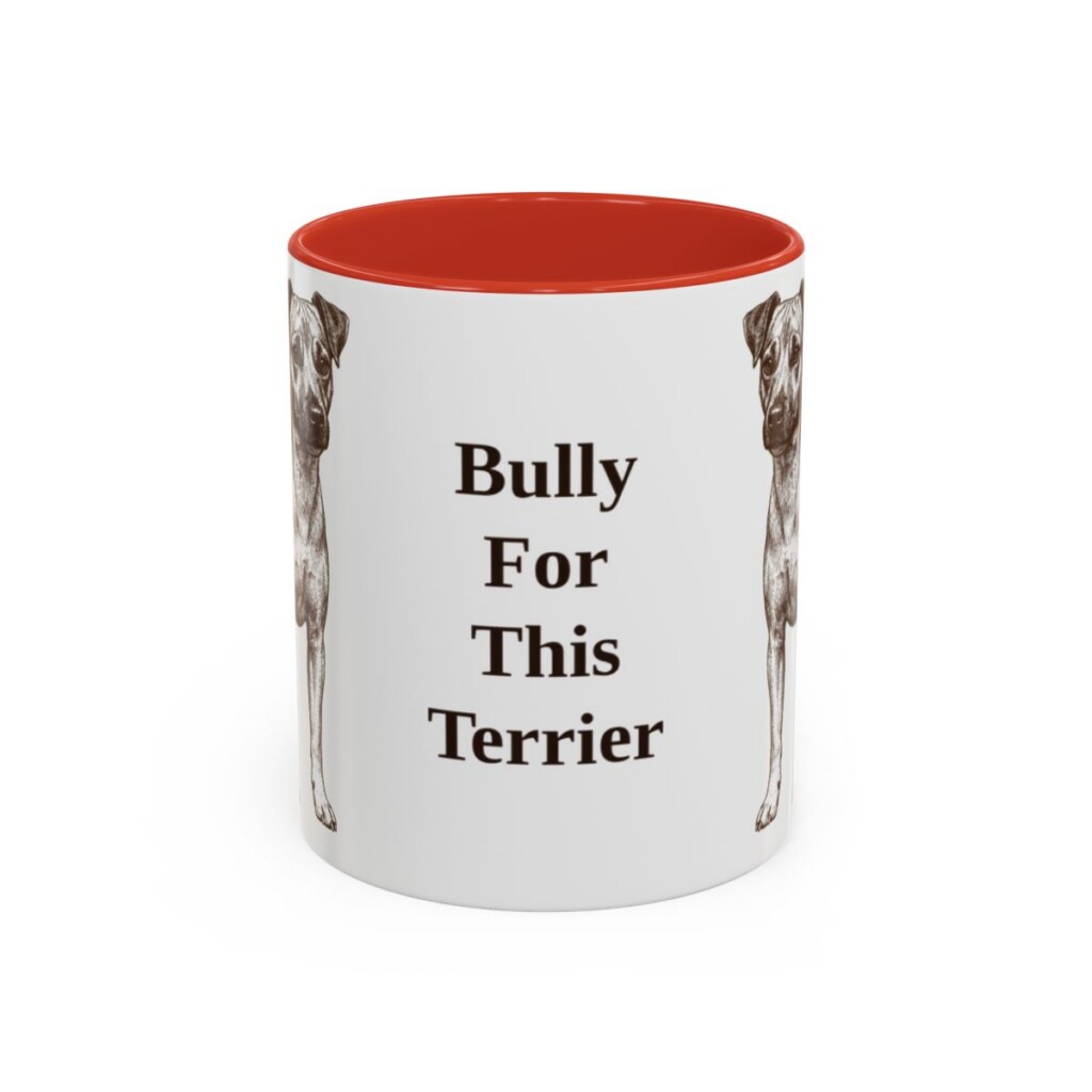 11oz Funny Teddy Roosevelt Terrier Mug, Red, front view