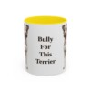 11oz Funny Teddy Roosevelt Terrier Mug, Yellow, front view