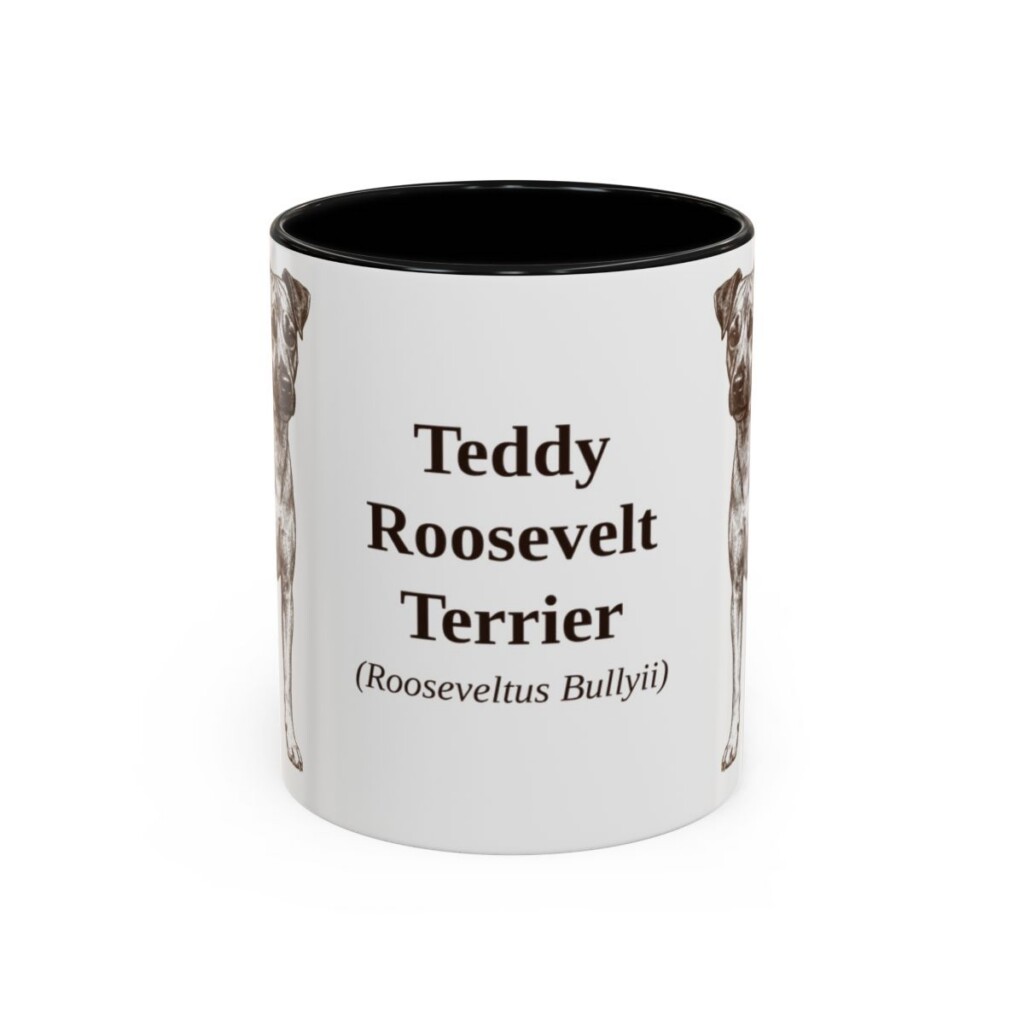 11oz Teddy Roosevelt Terrier Latin Mug, Black, front view