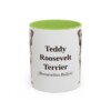 11oz Teddy Roosevelt Terrier Latin Mug, Light Green, front view