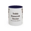 11oz Teddy Roosevelt Terrier Latin Mug, Navy, front view