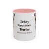 11oz Teddy Roosevelt Terrier Latin Mug, Pink, front view