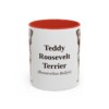 11oz Teddy Roosevelt Terrier Latin Mug, Red, front view