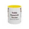11oz Teddy Roosevelt Terrier Latin Mug, Yellow, front view
