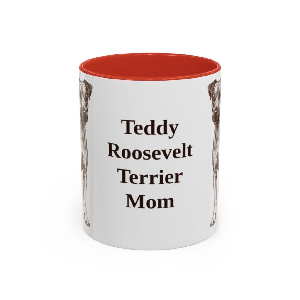 11oz-teddy-roosevelt-terrier-mug-mom-red 11oz Teddy Roosevelt Terrier Dog Mom Mug, Red, front view