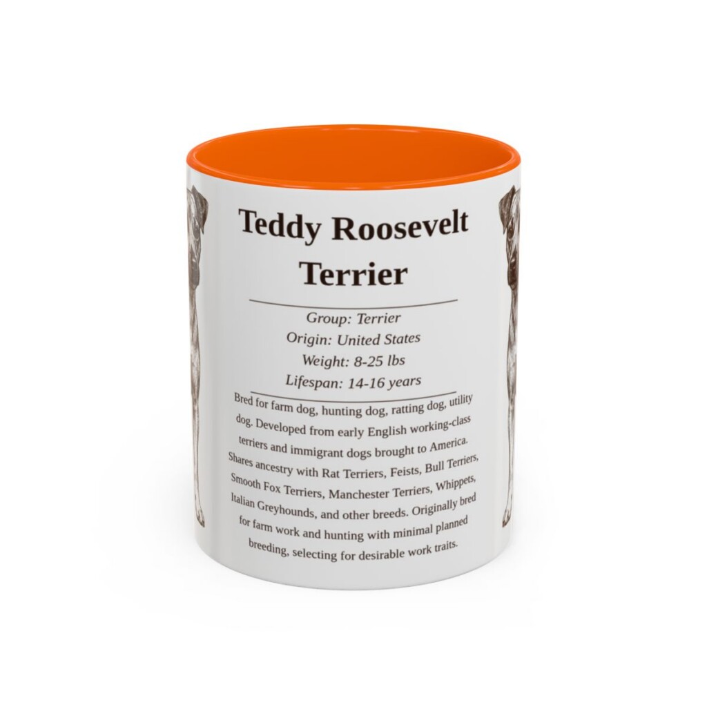 11oz Teddy Roosevelt Terrier Mug, Orange, front view