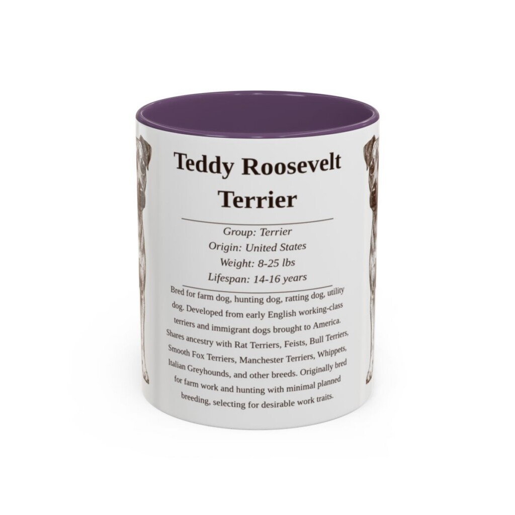 11oz Teddy Roosevelt Terrier Mug, Purple, front view
