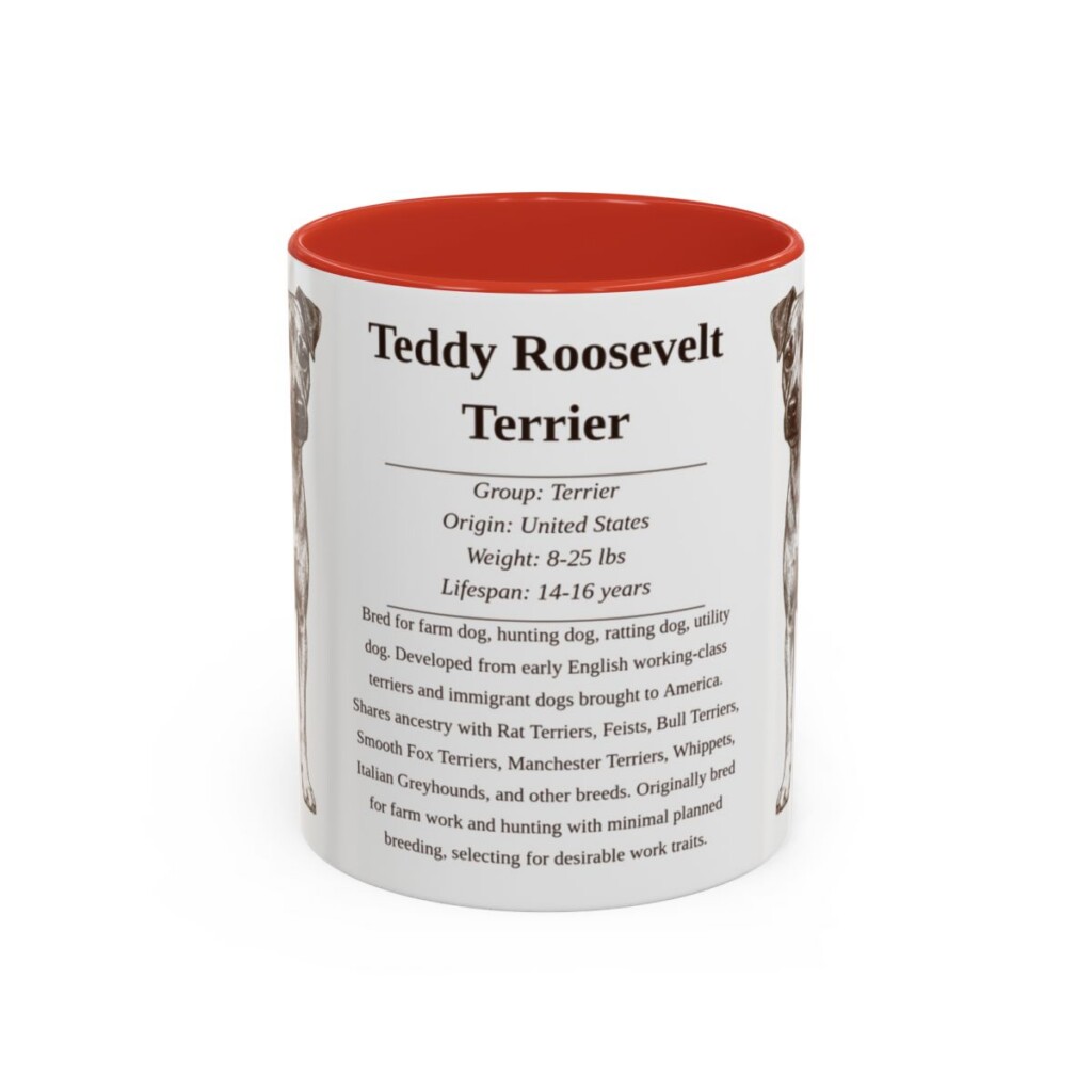 11oz Teddy Roosevelt Terrier Mug, Red, front view
