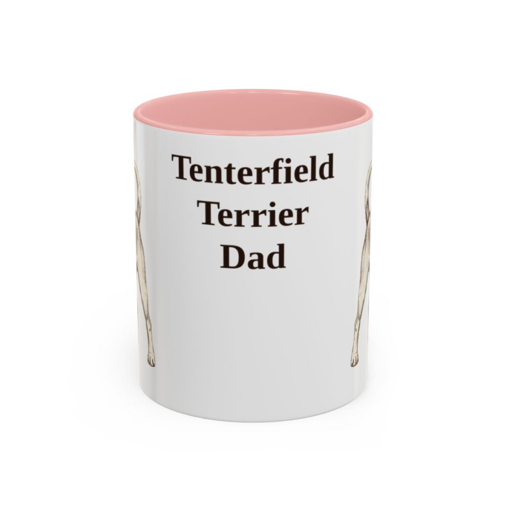 11oz-tenterfield-terrier-mug-dad-pink 11oz Tenterfield Terrier Dog Dad Mug, Pink, front view