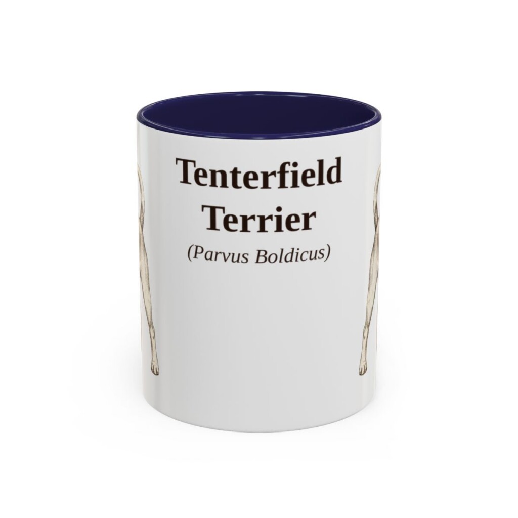 11oz Tenterfield Terrier Latin Mug, Navy, front view